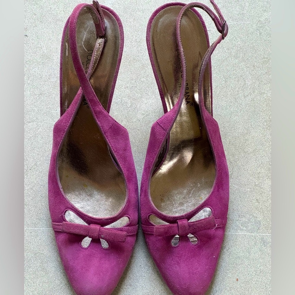 VINTAGE (!) Dolce & Gabbana | Magenta Bow Slingback Heels